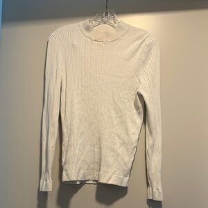 Zara White Ribbed Long Sleeve Top